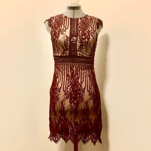 Floral Lace Dress With Side Zipper